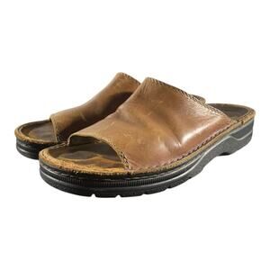 Naot Men’s Tundra Slide Sandal Brown Leather Size EU 43/ US 10 Slip On